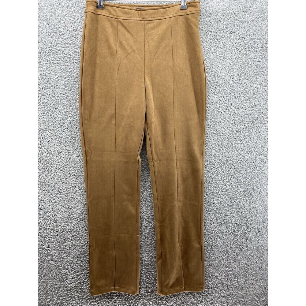 Threadbare Womens Bellamy Suede Side Zip Front Split Hem Tan Pants US Size 8‎